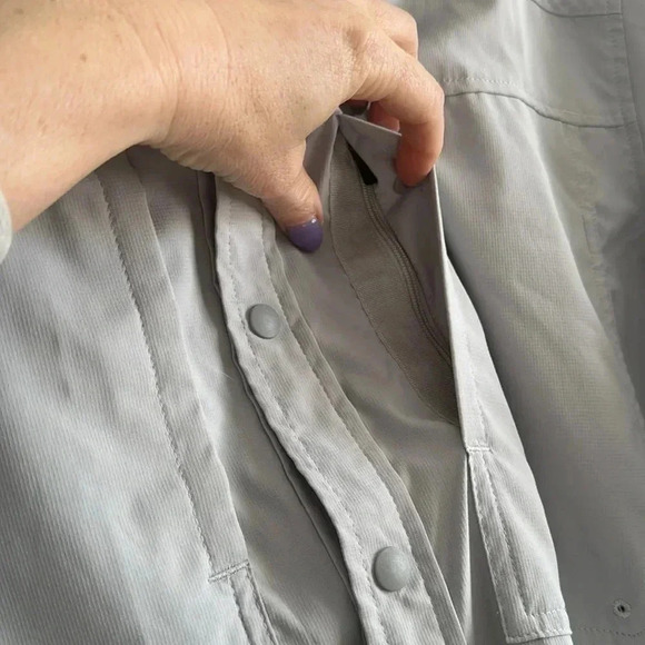 Stio CFS Men’s Snap Button Down Light Gray size M - Picture 3 of 8